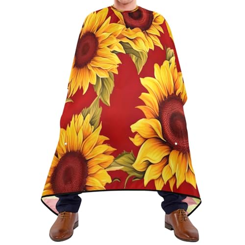 Capa de peluquería profesional impermeable con diseño de girasol y cierre de broche ajustable para corte y peinado miniatura 1