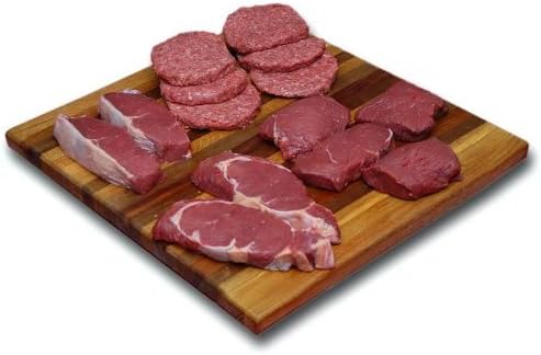 Bison Burgers & Steak Combo Pack: 14 Piece (Total 6.25 lbs.) - 2 Ribeye Steaks (10 oz.), 2 New York Strip Steak (8 oz.), 4 Sirloin Steak (8 oz.), 6 Bison Burgers Patties (5.3 oz) - Grass fed bison - TenderBison