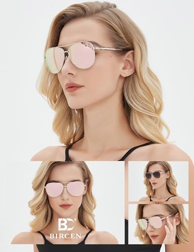 Image of BIRCEN Polarized Aviator Sunglasses Womens: Acetate Glasses UV Protection