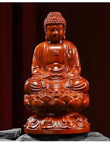 Estatua de Buda tallada a mano en madera roja de 20 cm miniatura 2