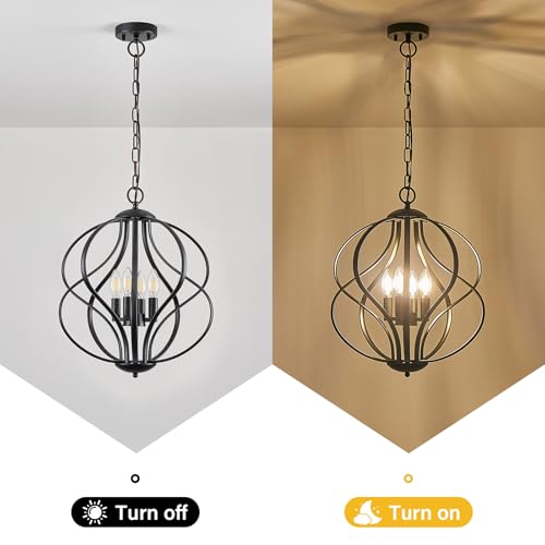 Lustre géométrique à 4 lumières pour illuminer un plafond haut