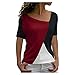 NP Thin Summer Casual Mujeres Camisas de manga corta Camiseta Irregular Ropa, Rojo y negro, 5X-Large