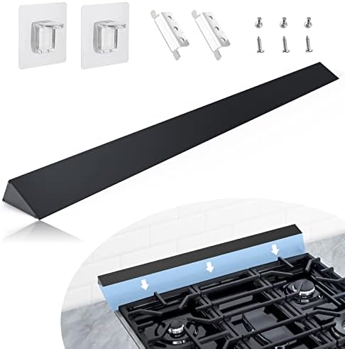 30" Slide-in Range Rear Filler Kit W10113901A, Stove Gap Universal Triangular Filler Strip, Cooktop Trim Kit Between Stove and Backsplash for Whirlpool & Most Brand, Durable Aluminum, Black