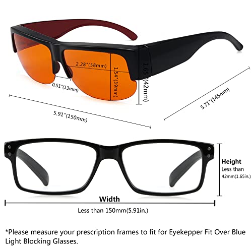 Image of Eyekepper 100% Blue Light Reduction Fitover Anti-Blue Blocking Computer Eyeglasses with Amber Lenses