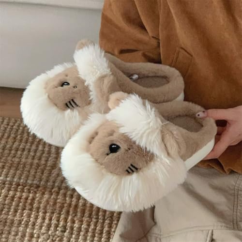 Lion Fuzzy Animal Slippers for Women & Men, Cute Fluffy Plush Warm House Couple Slippers, Winter2