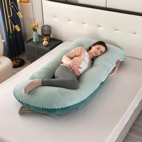 「FLYKING」 妊娠用枕 60インチ U型抱き枕 妊婦用マタニティ枕 ベルベットカバー付き (マルチカラー) (7,ドットベロア)