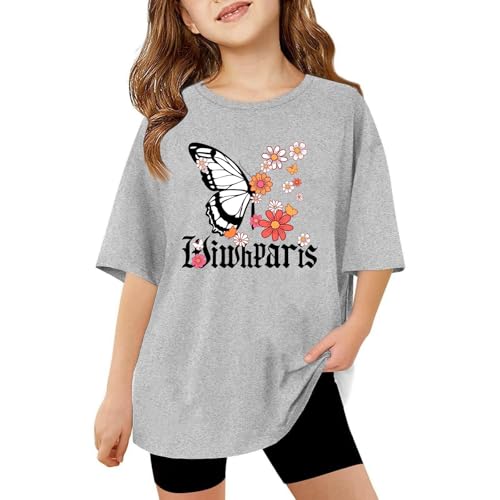 Camisa de niño de manga larga 146 camiseta casual para niñas, manga corta, cuello redondo, camiseta estampada para el día a día, escuela, actividades al aire libre, cómodas camisetas elegantes para
