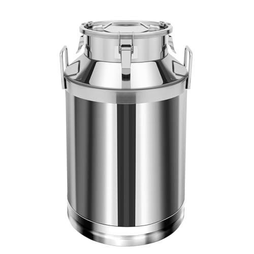 Ethedeal Milk Can - 60L/15.85Gal Stainless Steel Milk Can Canister Dairy Pot Bucket(Silver-60L/15.85Gal)
