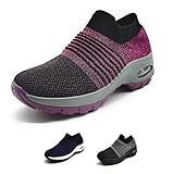 Tipo de tacón: Camara Aire Zapatillas Deportivas Mujer Calcetin Elasticas sin Cordones Muy Comodas Transpirable Antideslizante para Correr Andar Trabajar Purple 38