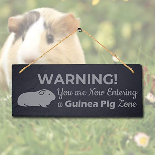 Stukk Warning You Entering Guinea Zone Hanging Pig Cote Pigsties Sign, Natural Engraved Slate Stone Plaque, 30x12cm - Image 2