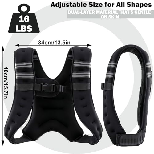 Image of Weighted Vest for Men Women, 12LB /16LB Weight Vest with Reflective Strips, Strength Training Running for Running, Training Workout, Jogging, Walking