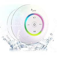 Leicke Altavoz Bluetooth Ducha, MP3 Altavoz, Bluetooth Musica Altavoz,Lector microSD, Radio Obra, 8h de Música,Altavoz baño, movil, Incluye Ventosa, Altavoces Blancos