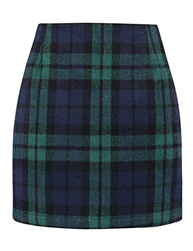 Image of IDEALSANXUN Womens High Waist Plaid Skirt Bodycon Pencil Wool Mini Skirts