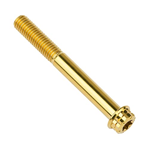 Image of Titanium Flange 12 Point Head M8 x15 20 25 30 35 40 45 50 55 60 65mm Screw Bolt Pack of 4 (M8x65mm, Gold)