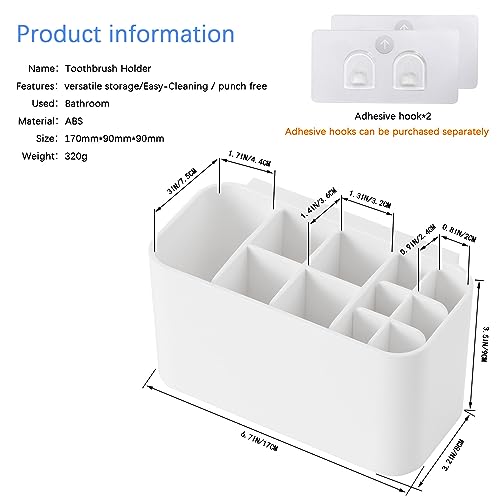 Colist Toothbrush Holder Wall Mounted Electric Toothbrush Holder 11 Detachable Compartments with Drainage for Family Bathroom Countertop(White) - Cosy Home Interiors Colist Toothbrush Holder Wall Mounted Electric Toothbrush Holder 11 Detachable Compartments with Drainage for Family Bathroom Countertop(White) - Image 6