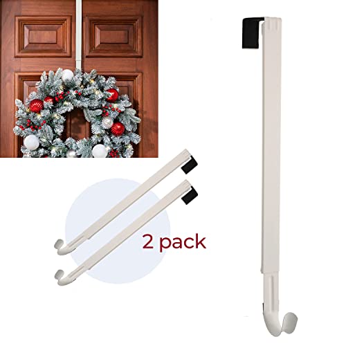 Haute Decor Adapt Adjustable Length Wreath Hanger - 2 Pack (White) - Two Identical Strong Over The Door Wreath Hangers - Holds Up To 20 Lbs #TOP7