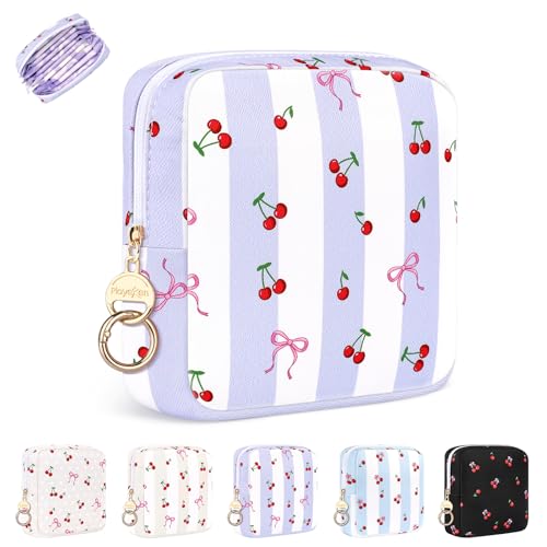 Image of Period Bag for Teen Girls, Canvas Sanitary Napkin Storage Bag with Zipper, Portable Menstrual Pad Bag Tampon Holder for Purse