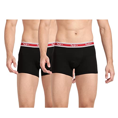 Pepe Jeans Innerwear Men Classic Trunks, Black, 95 cm (Pack of 2)