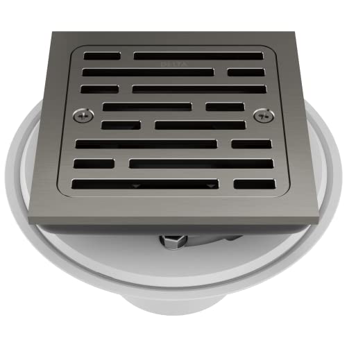 Image of Delta Faucet 4 Inch Tile-In Square Shower Floor Drain Black, Shower Drain Kit, Square Shower Drain, Chrome Shower Drain, Shower Floor Drain, Stainless Black DT062412-KS