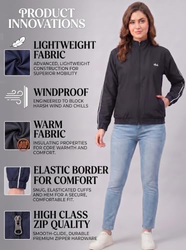 Image of Women Lightweight Jacket | Solid Casual Windcheater With 2 Pockets
