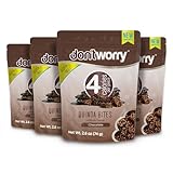 Don't Worry Chocolate Quinoa Bites - Low Calorie Snacks, Only 4 Calories per Piece, Healthy Granola Mini Bars, Low Carb Quinoa Crisps, Gluten Free Protein Snack - (Chocolate, 4 Pack)