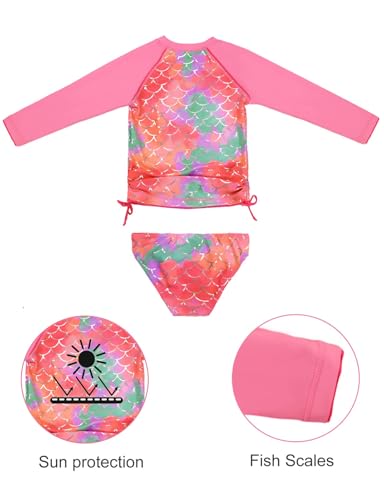 Image of weVSwe Girls Rash Guard Set 2-Piece UPF 50+ Sun Protection Swimsuit 2T-14 Years