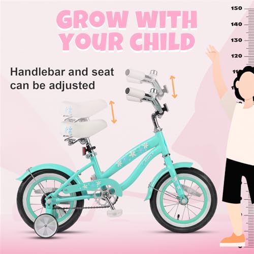 Image of Glerc Daisy Girls Bike, 12 14 16 Inch Kids Bike for Ages 2-7 Years Old Children, Princess Style Kids Bicycle with Training Wheels & Basket & Streamers, Multiple Colors