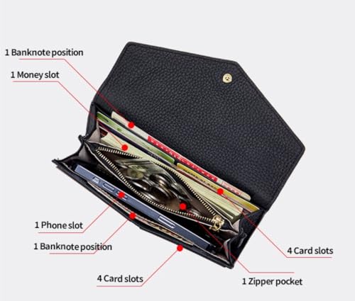 Womens Luxury Genuine Leather Large-Capacity Long Wallet, Can Accommodate Mobile Phone, Yellow, One Size4