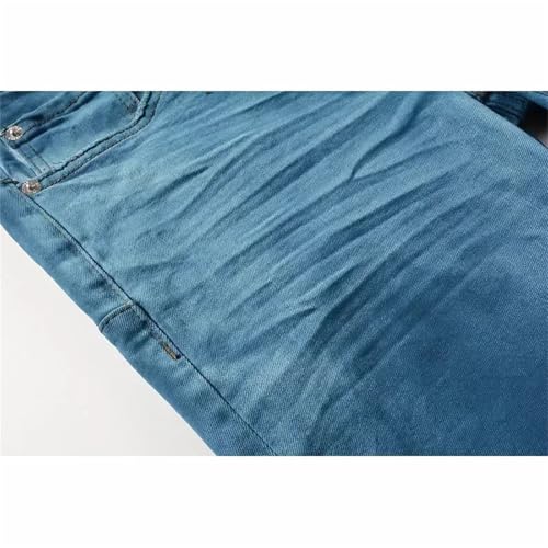 Mnjyihy Men's Distressed Stretch Skinny Ripped Jeans Ripped Jeans Basic Slim Fit Tapered Straight Leg Denim Pants3