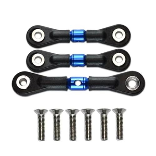 for Tamiya for TT-02 TT-02T 1/10 RC Car Upgrade Parts Accessories 3Pcs Steering Link Rod Black Red Light Grey Green Blue Orange for Silver RC Upgrade Accessories(Blue)