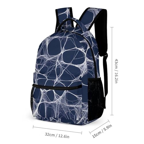 White Spiders Web Threads Travel Backpack Lunch Box Pencil Case 3Pcs Set for Men Women Office Outing University2