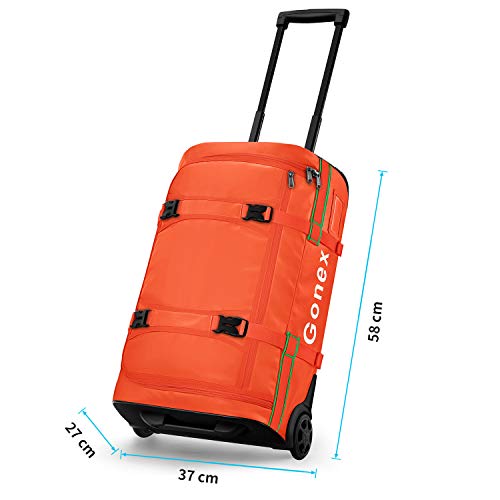 Gonex Rolling Duffle Bag with Wheels, 50L Water Repellent Wheeled Travel Duffel Carry On Luggage with Rollers 22 inch, TSA Approved Luggage Lock Included, Orange