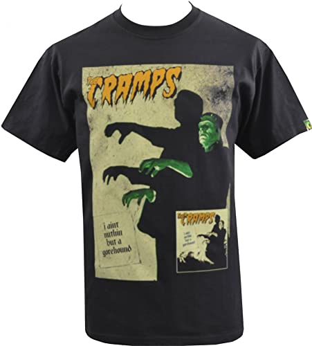 HUANGJIA The Cramps Mens Psychobilly White Yellow Black Red Mens Women T Shirt 100% Cotton Gorehound Album Frankenstein Horror Garage Cover