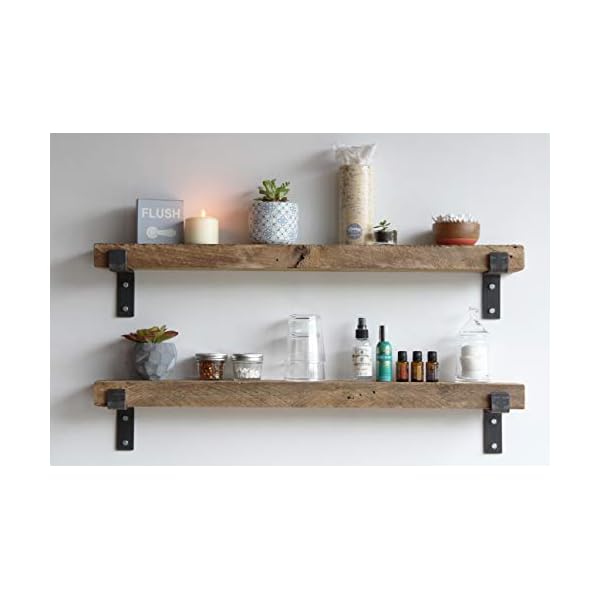 Urban legacy accent shelves reclaimed barn plank set of 2 with full brackets natural 40 x 45 x 2  urban country home decor