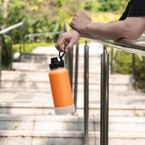 Image of koodee Insulated Water Bottle, 32 oz Stainless Steel Double Wall Vacuum Wide Mouth Sport Bottle with Leakproof Spout Lid (Cosmic Orange)