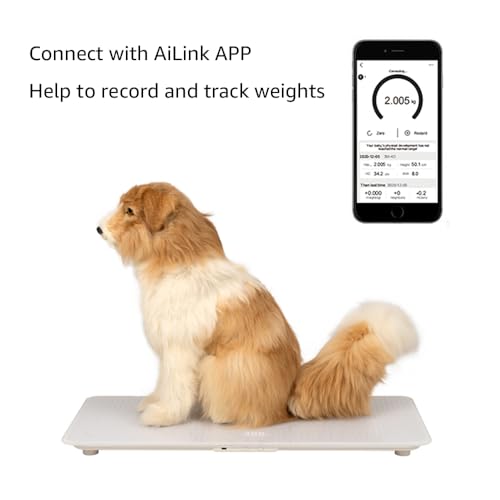 Image of unipaws Digital Dog Scale MAX 220lbs with Bluetooth App and Anti-Slip Strip | Medium-Small Veterinary Scale for Cats, 27 x 13 Inches LCD Platform Pet Scale