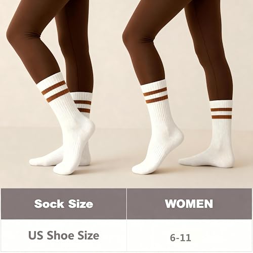 LOOMPOP Women's Pilates Grip Crew Socks, White Stripe, 3 Pairs by LOOMPOP - Used condition - Image 2