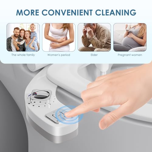 SenDeluz Bidet Aufsatz für Toilette, Nicht Elektrisch Bidet Toilettenaufsatz Bidet Mit Einziehbare Selbstreinigende Dual Nozzle Einstellbarer Bidet Druckschalter Warm- und Kaltregulierung für Wash