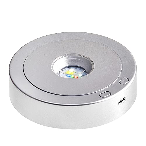 EUSTUMA Socle d'affichage LED Rotatif, Support d'affichage en Cristal Lumineux coloré, adapté aux œuvres d'art sphériques en Cristal de Verre, décoration de fête...