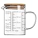 TAMUME Misurino in Vetro con Coperchio, Caraffa Graduata con Scala Multipla (400ml)