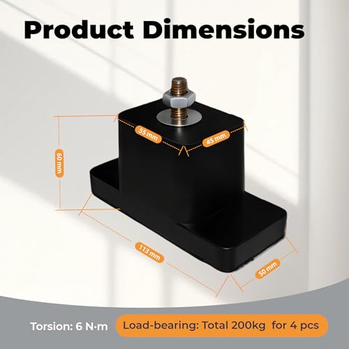 Schwere Last Bodenfüße für Klimaanlage und Wärmepumpe, 4 Stück - Antivibrationsfüße mit 200 KG Tragkraft pro Fuß, UV-beständig und rutschfest - Stoßdämpfer Gummi-Halterung für Außengeräte