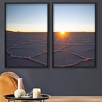 2 Piece Framed Canvas Wall Art Sunset in The Lake Canvas Prints Home Artwork Decoration for Living Room,Bedroom - 16