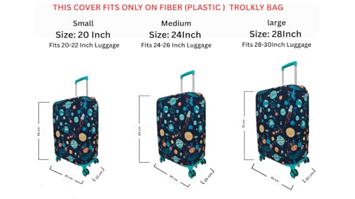Image of Printed Travel Luggage Cover for Suitcase - Stretchable & Scratchproof Trolley Bag Protector (1, Space Rocket, Large)