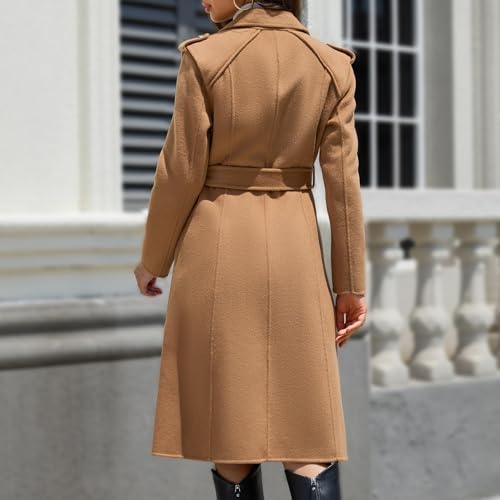 Wool Blend Wrap Coat Women's Superior 70% Wool Coat, Classy Long Wool Coat with Belt4