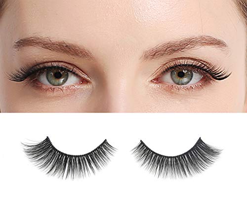 3D Silk Fake Eyelashes Extension Lightweight and Reusable Handmade False Eyelashes Natural Soft and Comfortable for All Eye Types (Doll Face)