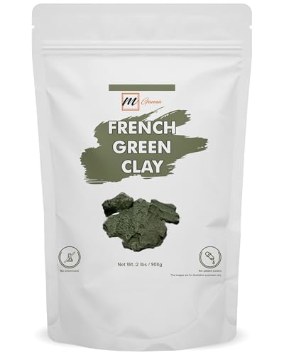 mGanna French Green Clay Powder 2 LBS / 908 GMS | Illite Montmorillonite Clay for Facial Masks Creams Soft Peels and Scrubs and Soap Making