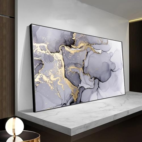 Affiches murales abstraite or et gris pour illuminer un grand salon