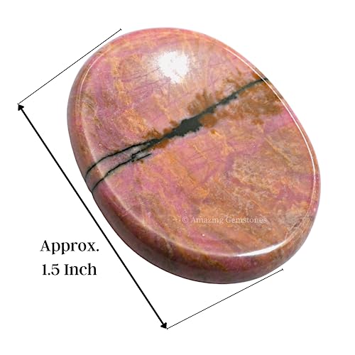 Image of Amazing Gemstone Rhodonite Worry Stone - Pink Crystal for Stress Relief & Meditation