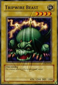 Yu-Gi-Oh! Tripwire Beast Card - LOB-104 Common, Unlimited Edition, Normal Monster, Earth Attribute Thunder