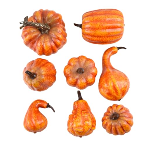 Kichvoe 8Pcs Lifelike Pumpkin Adornments for Halloween Decor Artificial Pumpkin Decorations for Themed Parties Photo Props Create Festive Atmosphere Effortlessly